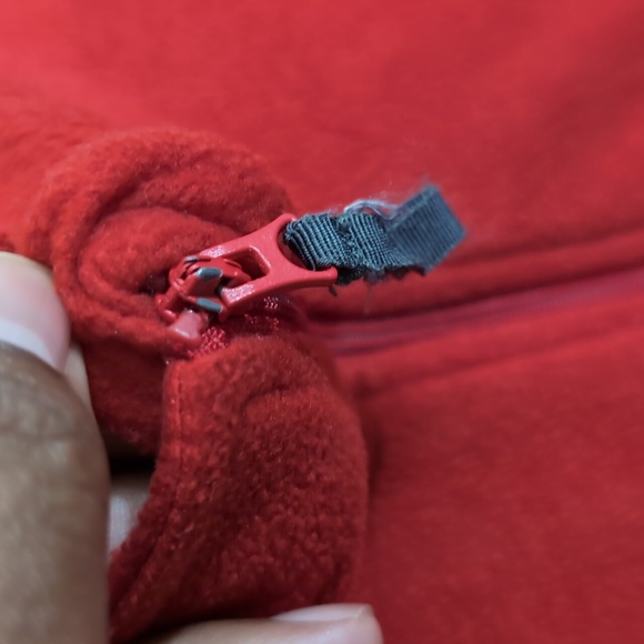 Carole Hockman| Red Full Zippered Long Sleeve Fleece Sweater With Pockets - Picture 5 of 13